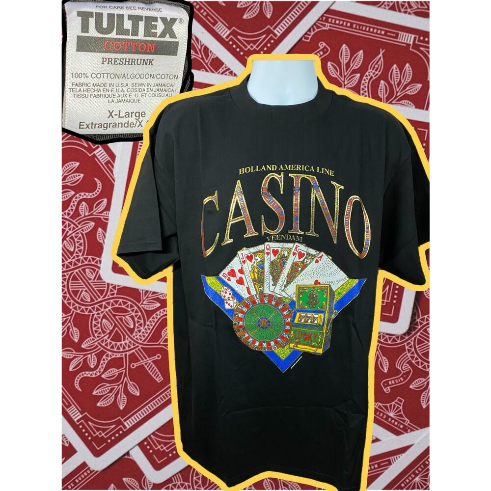 Vtg Rare Tultex 1993 Holland America Line Casino Veendam Graphic XL